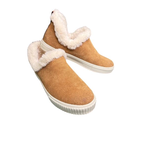 Timberland Skyla Bay Brown Suede Faux Fur Lined Slip On Sneaker Booties 8.5 - Picture 2 of 8